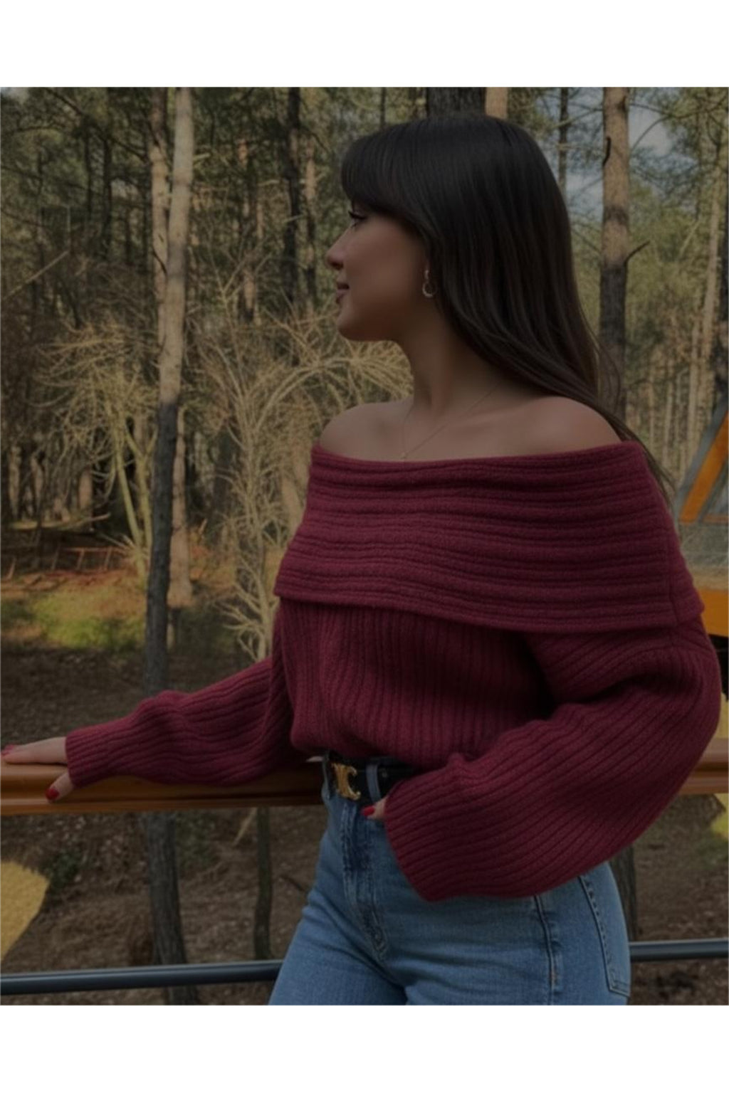 Kadın Yumuşak Dokulu Örme Düşük Omuz Premium Kazak