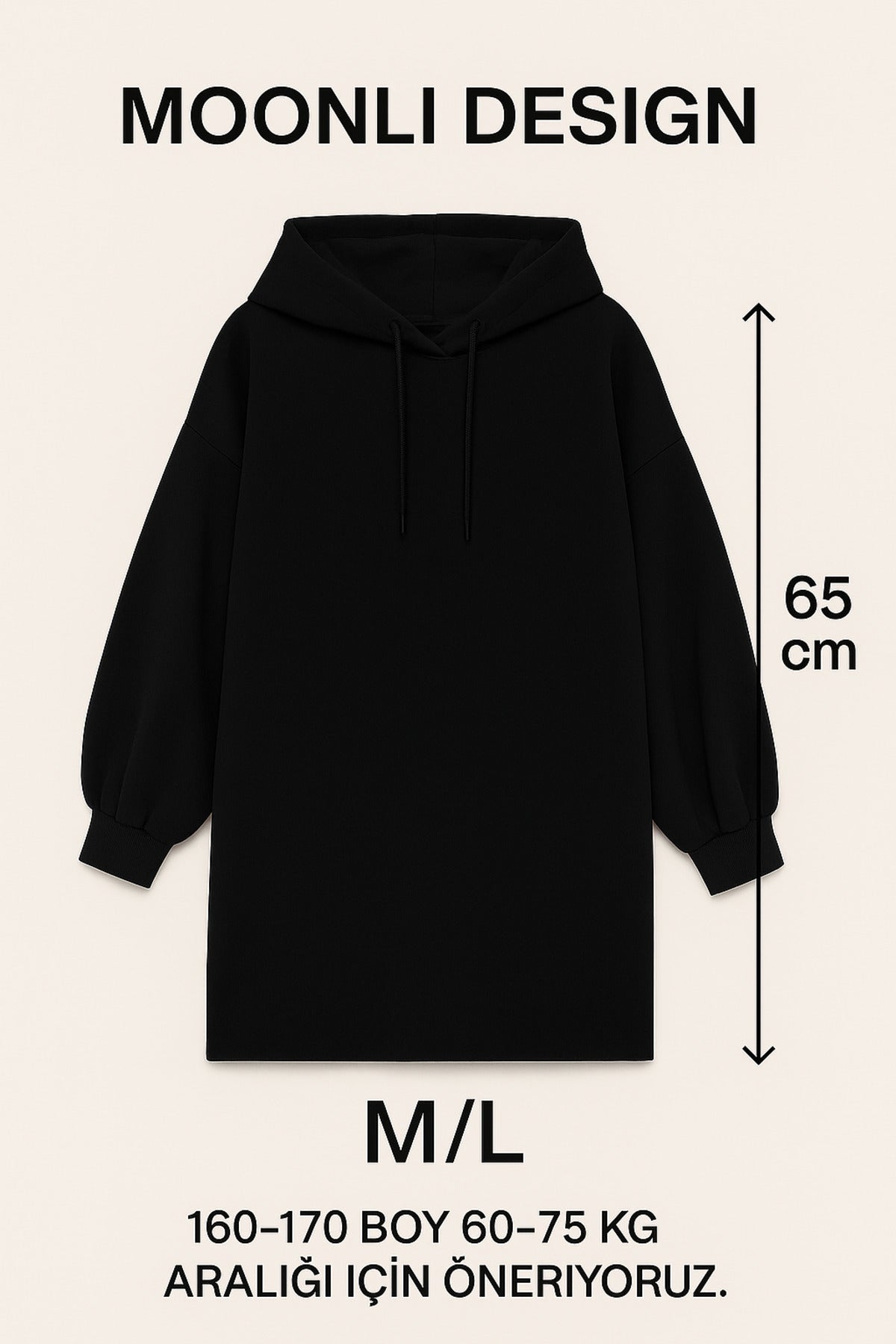 Kadın Oversize Kapüşonlu Balon Kol 3 İplik Şardonlu Geniş Ve Bol Kalıp Polar