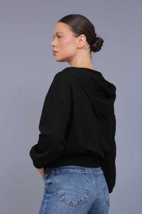 Fermuarlı 2iplik Crop Sweat Hıırka