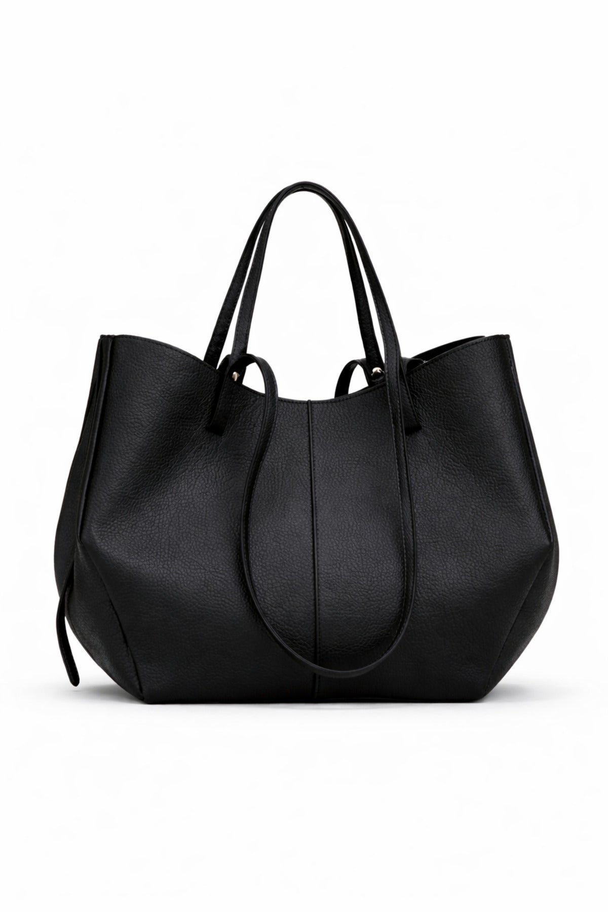 Kadın Siyah Deri Tote Çanta Geniş Hacimli, Şık Tasarım (35×24 cm)
