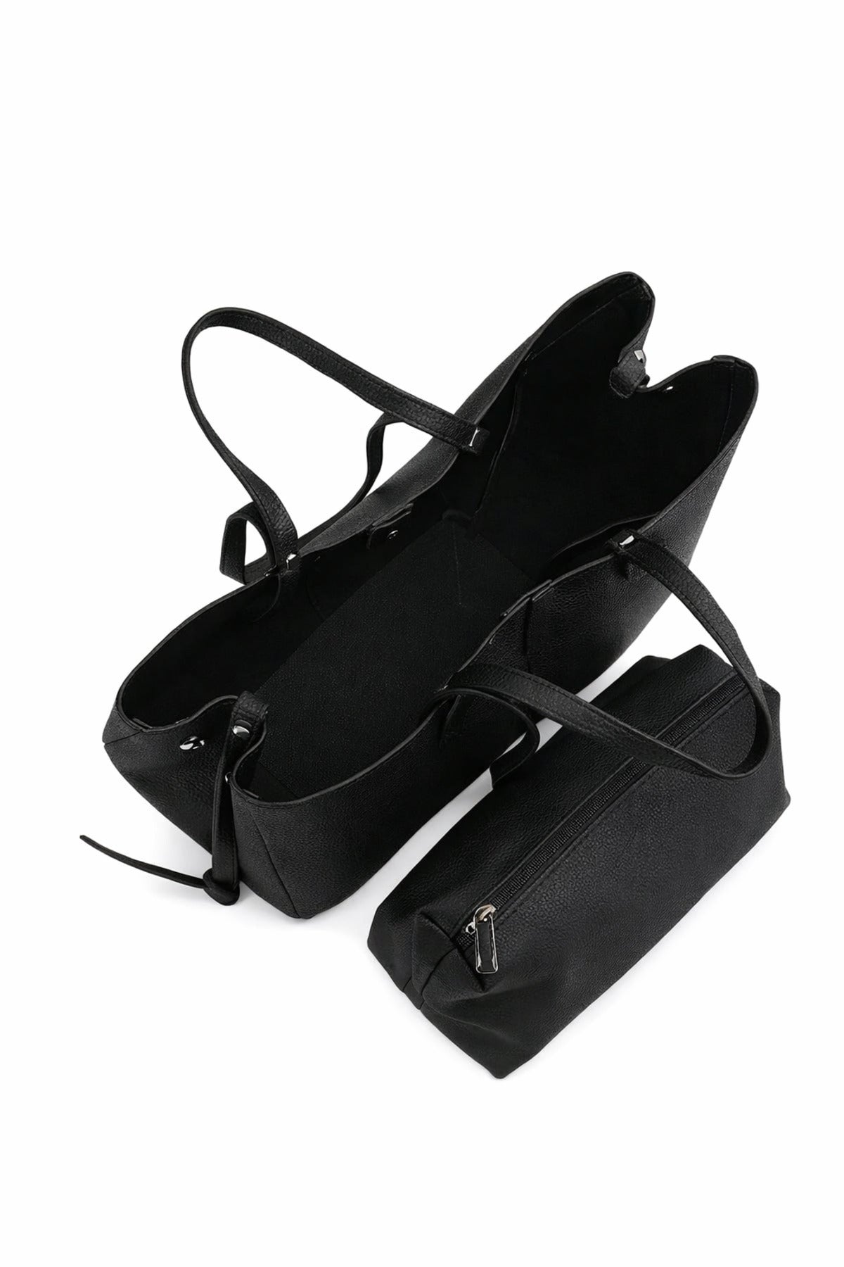 Kadın Siyah Deri Tote Çanta Geniş Hacimli, Şık Tasarım (35×24 cm)