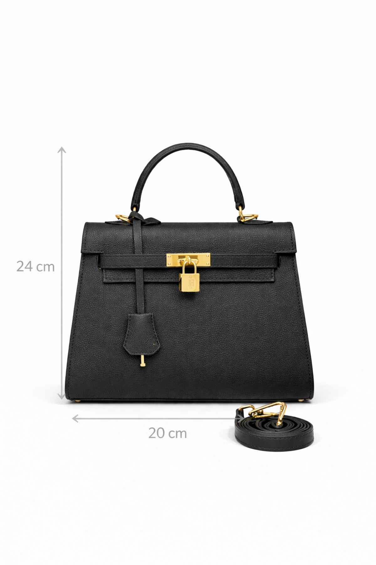 Kilitlemeli Kapaklı Kahverengi Deri El Çantası