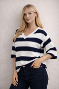Moonli Marin Çizgili Triko